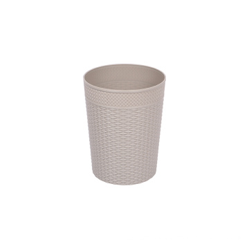 Wicker Shape Surface 6.3l Round Waste Plastic Trash Bin Can Plastic Waste Bin